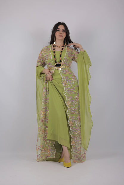 Ru Xosh Dress – Newroz Collection – Green Kurdish Dress (3-Piece Set)
