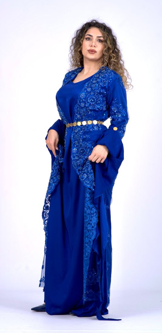 Dilbar Carbon Blue Kurdish Dress