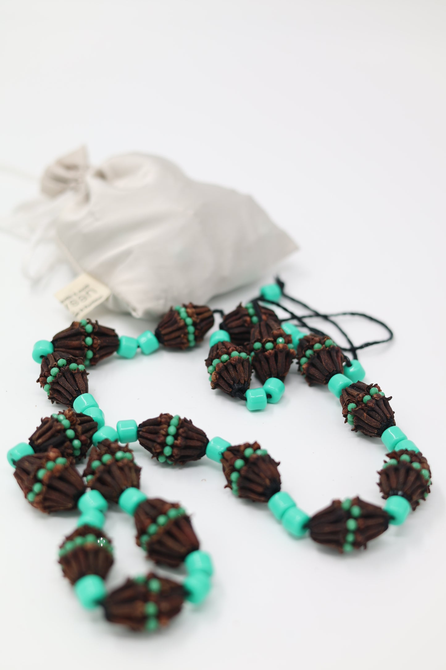 Mêxek – Traditional Kurdish Necklace Green Turquoise Shilan Beads & Fragrant Herb