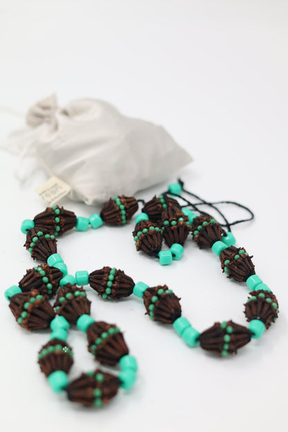 Mêxek – Traditional Kurdish Necklace Green Turquoise Shilan Beads & Fragrant Herb