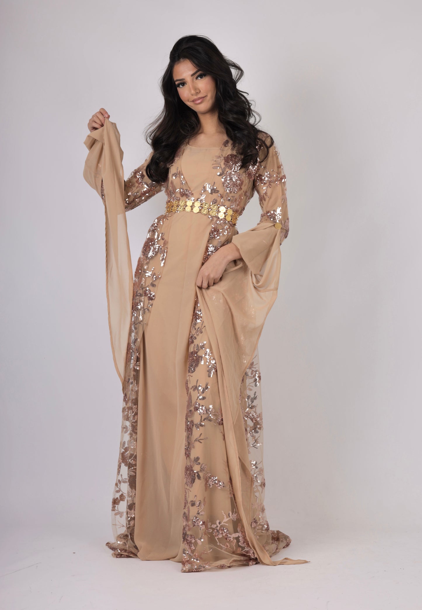 Dildar champagne Kurdish Complete Dress 3 items
