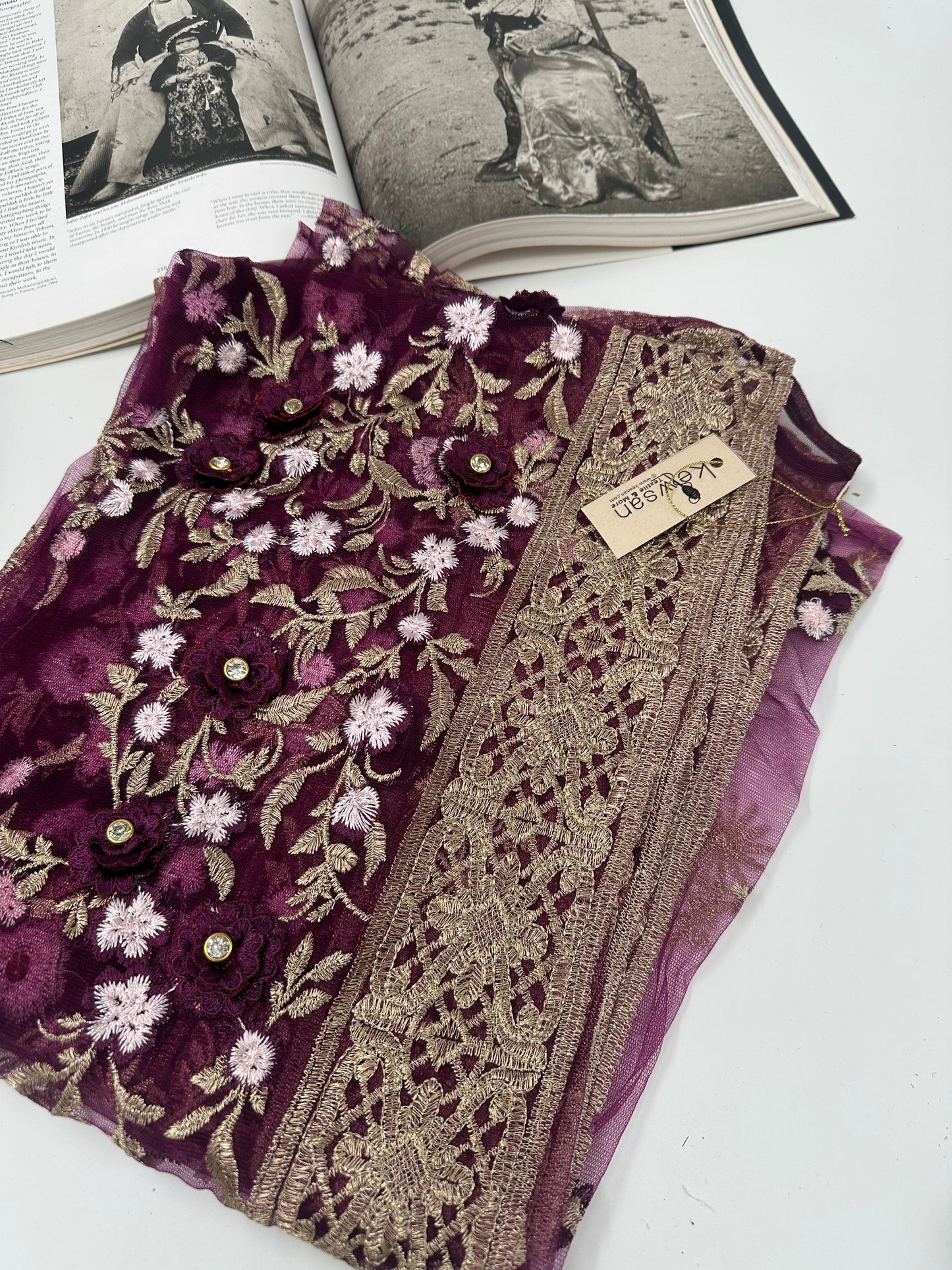 Xezal Collection – 4-Piece Kurdish Dress Set in aubergine