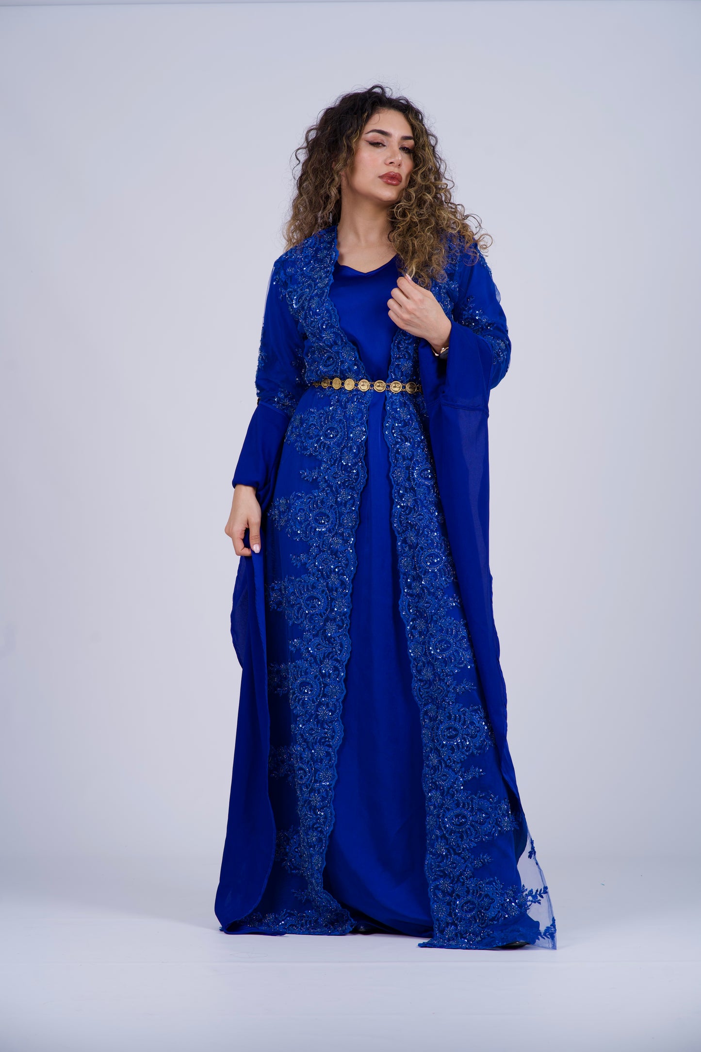 Dilbar Carbon Blue Kurdish Dress