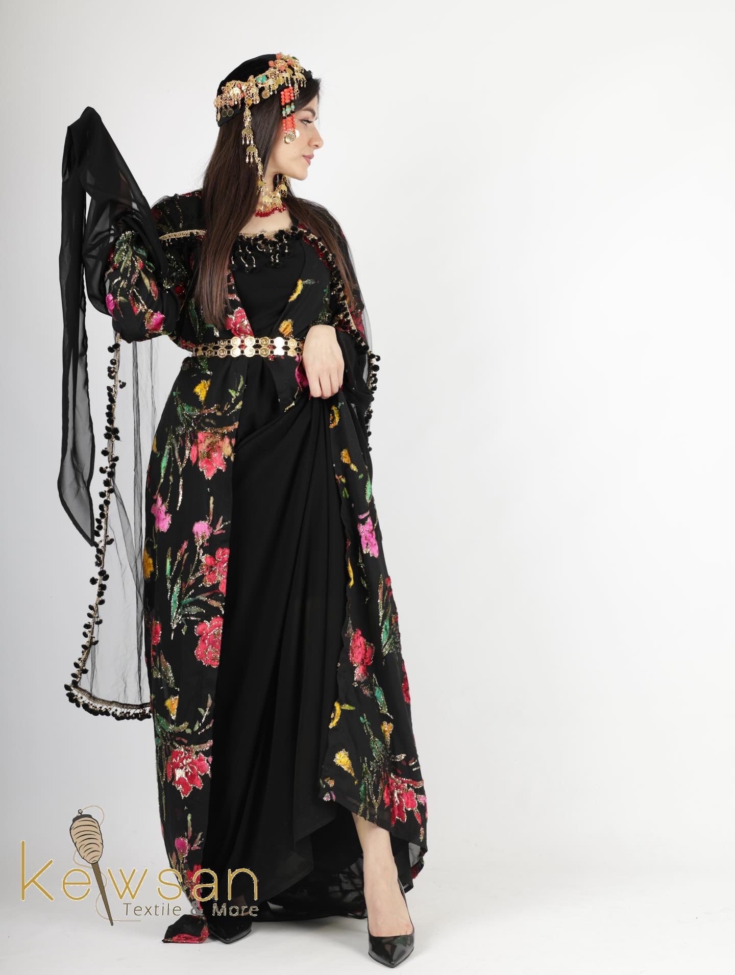 Delnia Kurdish Dress Hand Printed 3 items