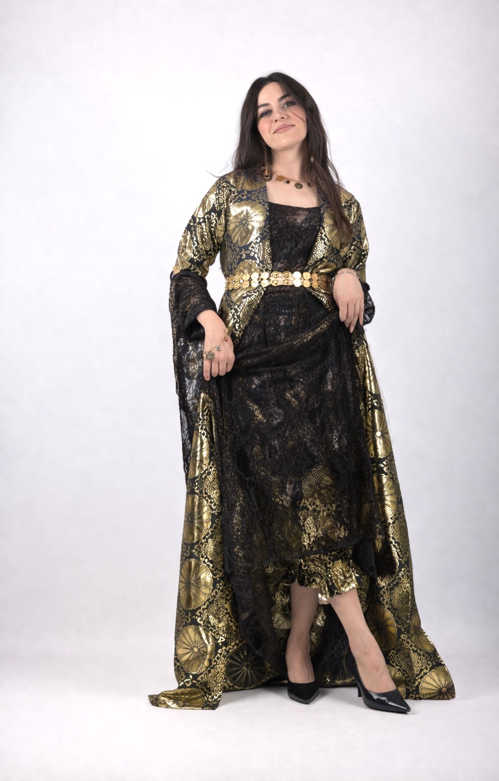 🖤Hafse Xan Collection – 4-Piece Kurdish Dress Set (Golden, black)