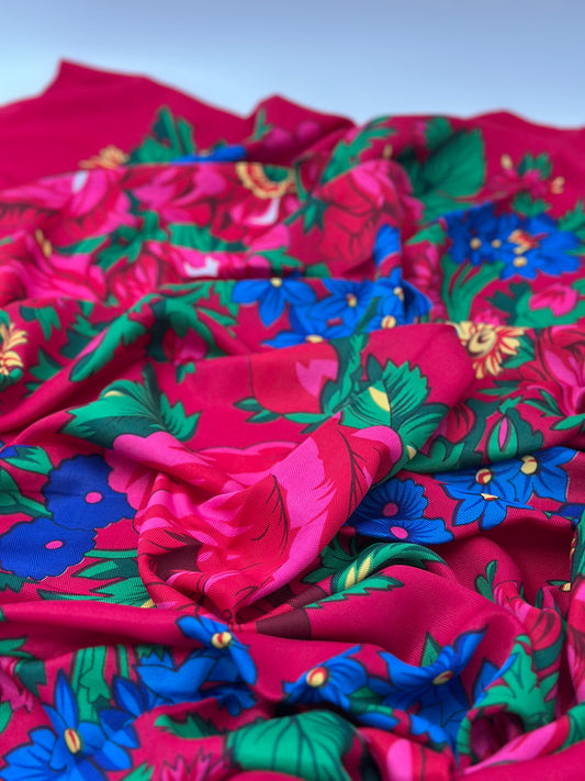 Magenta Royal Blue Pashm Wollfeeling 140*140 cm