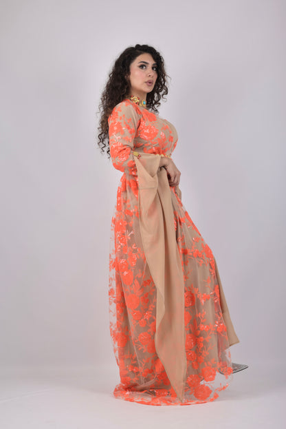 🧡 Dildar Collection – Badini Style in Orange Sequins 🧡