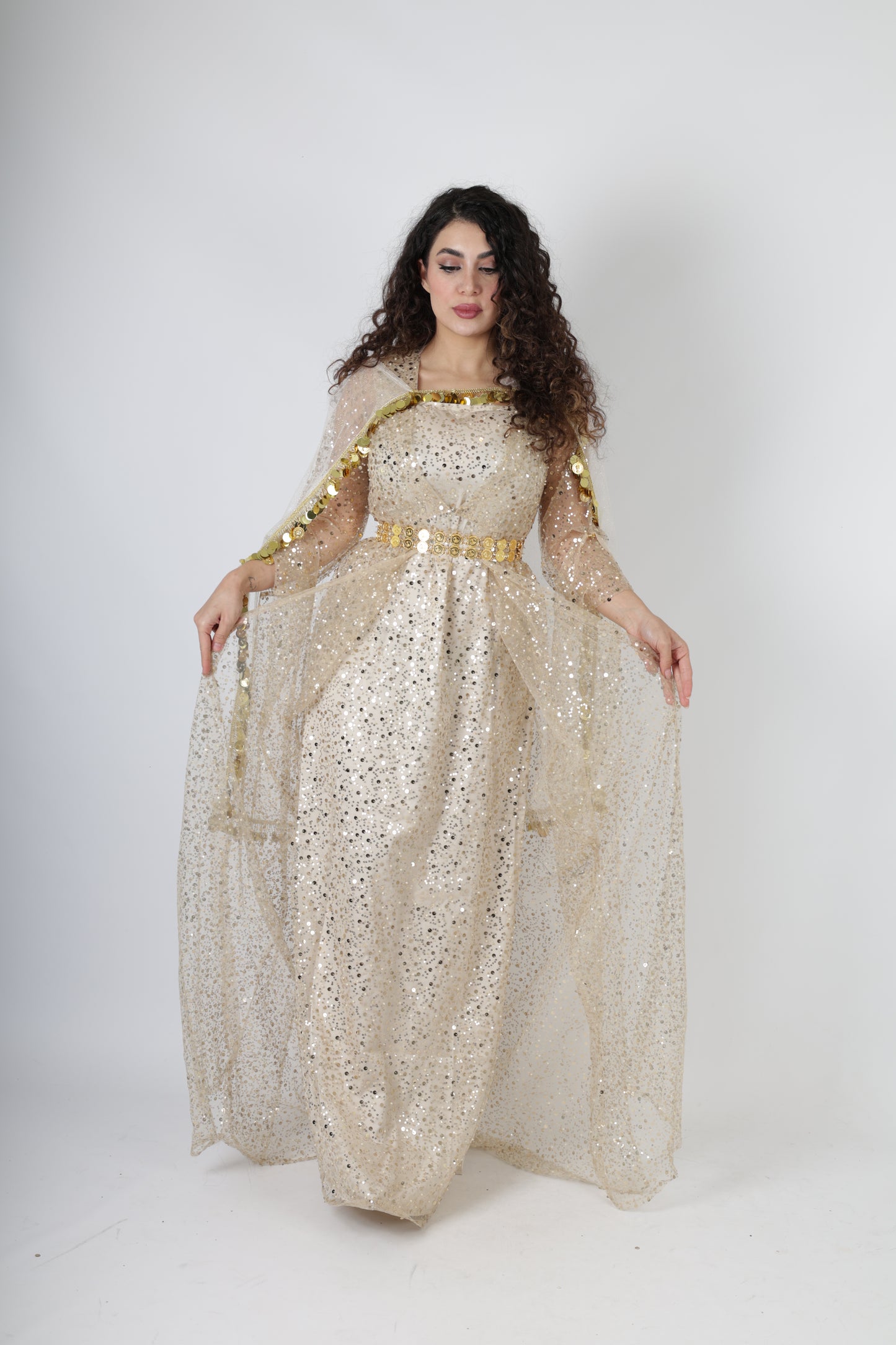 Dark Green Kurdish Kawa Dress Set – Badini Style with Kras, Kolwane & Underdress 4 items