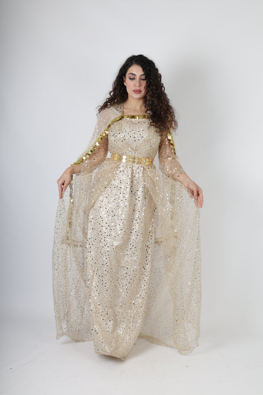 Dark Green Kurdish Kawa Dress Set – Badini Style with Kras, Kolwane & Underdress 4 items