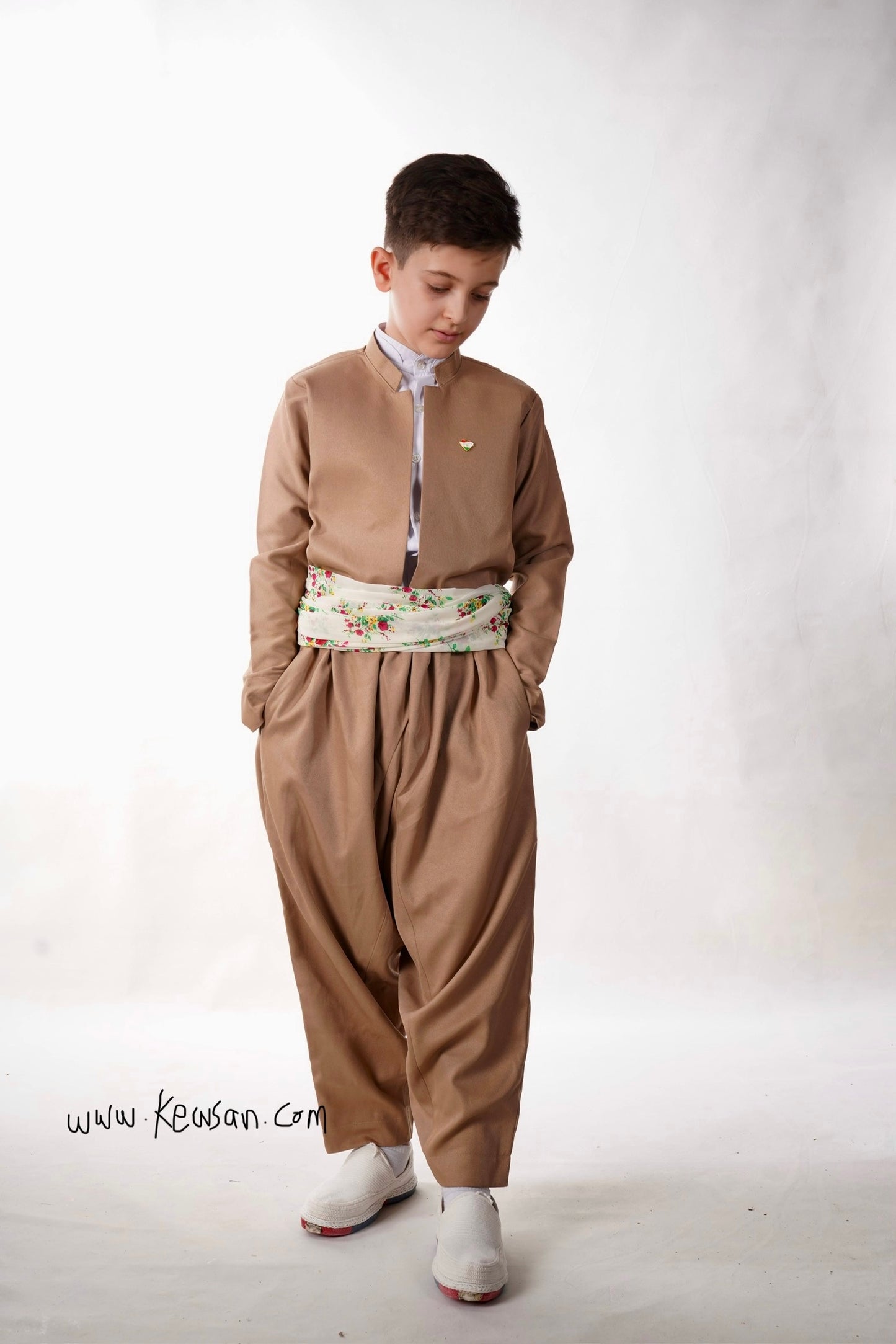 Traditional Kurdish Boys Outfit – Deep Cream Color (1-18 Years)