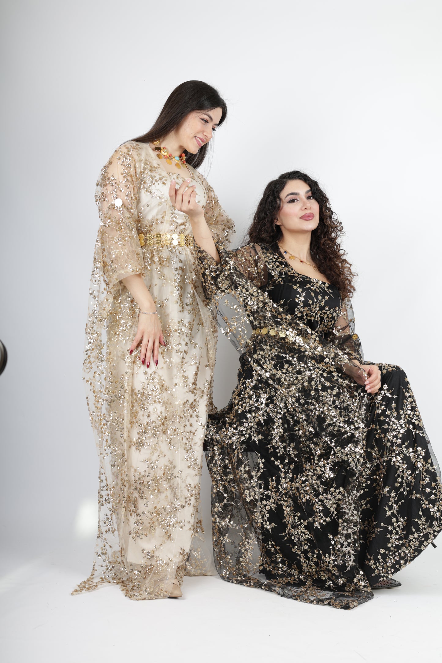 Shkofa Collection – black golden  Sequin Embroidered Kras & Kawa Set