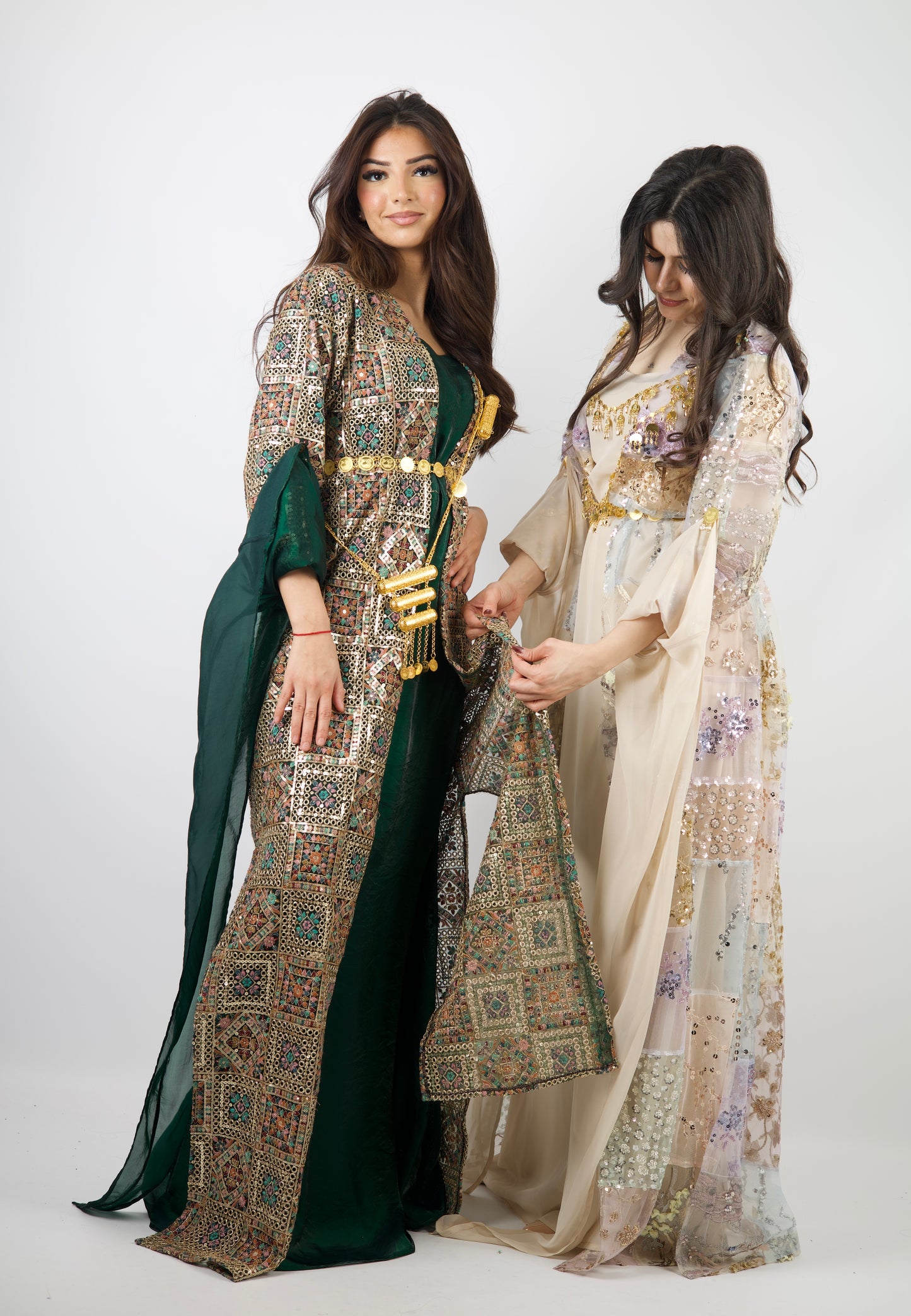 Cudi Kurdish Dress Green – Luxury Embroidered 3-Piece Set