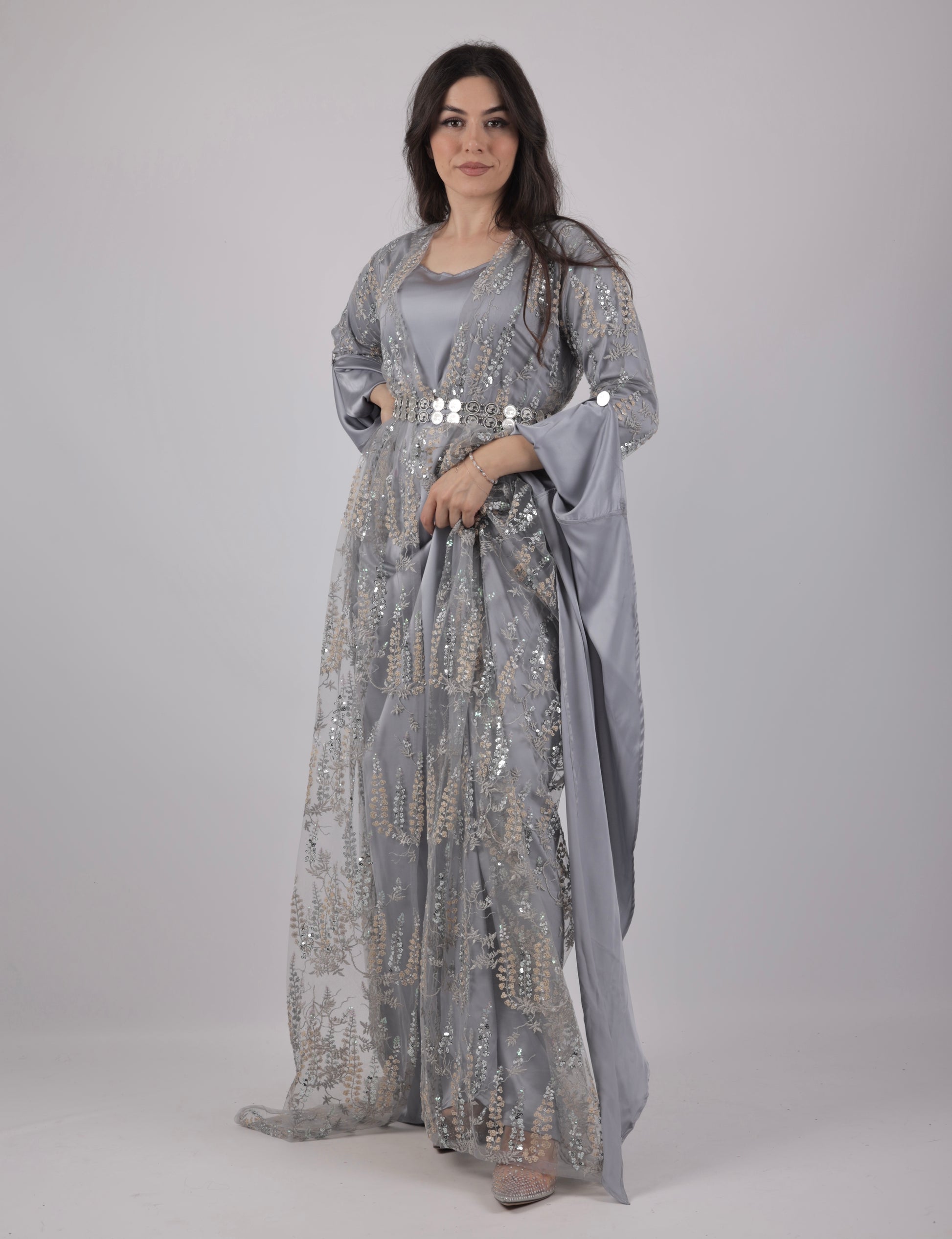 kurdish Dress badini grey silver