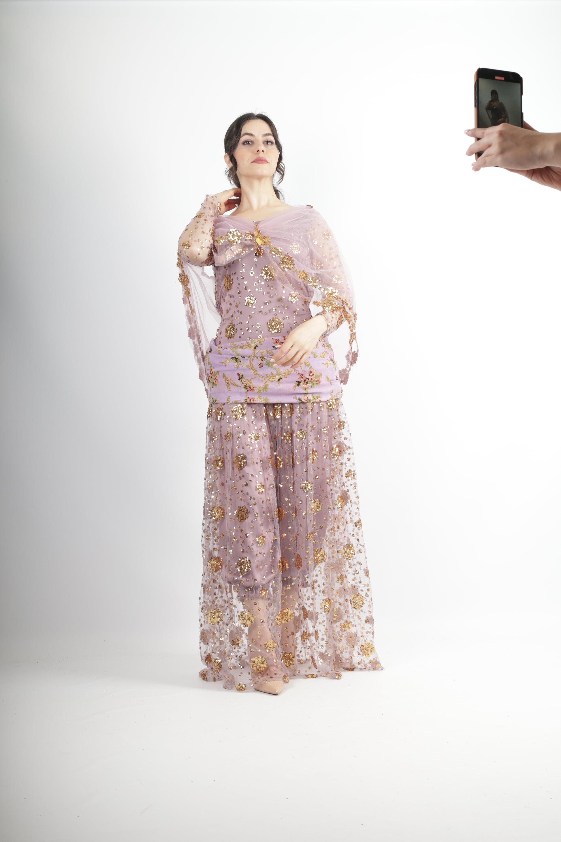 Rojhalat Kurdish traditional dress Mukryani style in lavender colorKurdistan