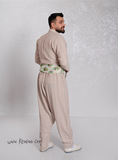 Back view of the Hawraman Collection in Light Beige – classic Kurdish design with a modern fit.