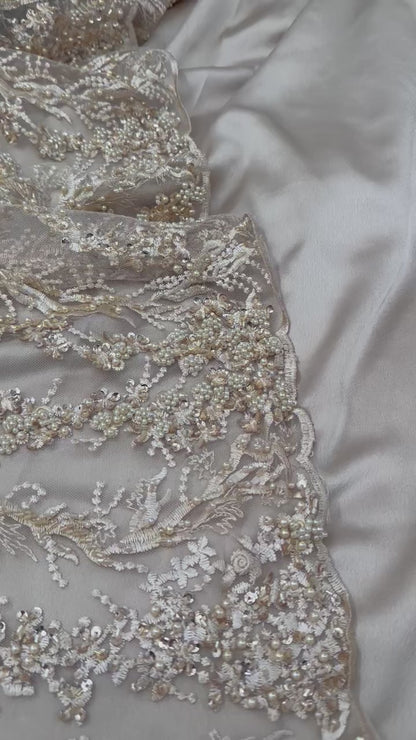 Luxury Hand Beaded peach Champagne set with belt