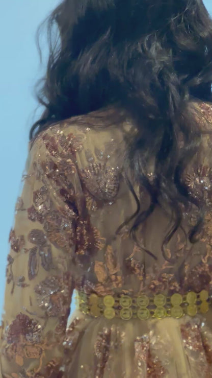 Dildar champagne Kurdish Complete Dress 3 items