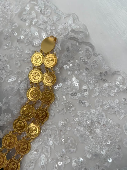 Dilber Collection – 3-teiliges weißes kurdisches Brautkleid 