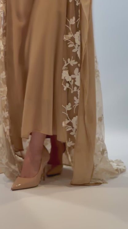 Dildar Badini Kurdish Dress pearl white with Nude