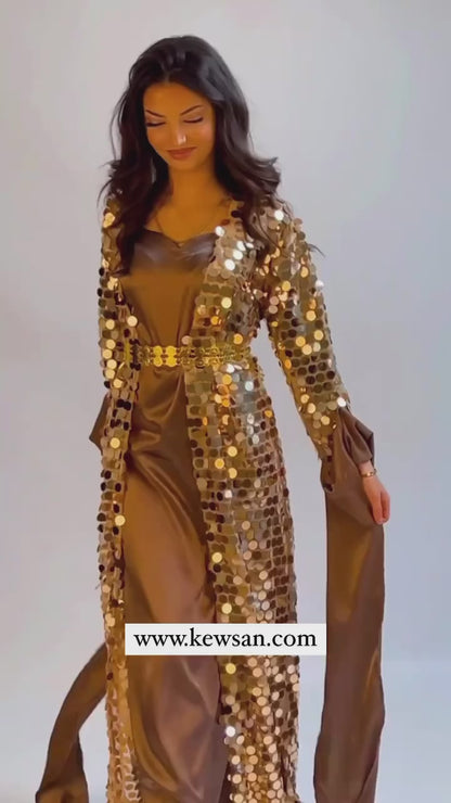 Kurdish Dress Polak Golden with light brown bronze kiras