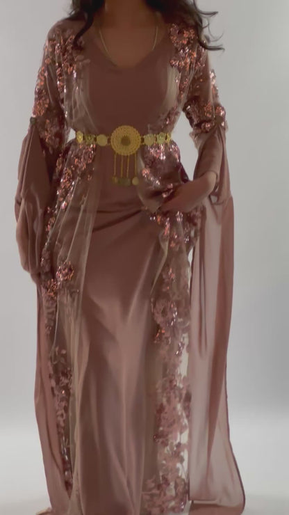 Dildar champagne Kurdish Complete Dress 3 items