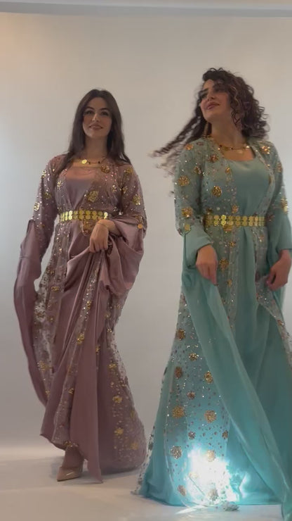 Chro Collection – Lavender Satin Silk Kurdish Dress (2-Piece Set)