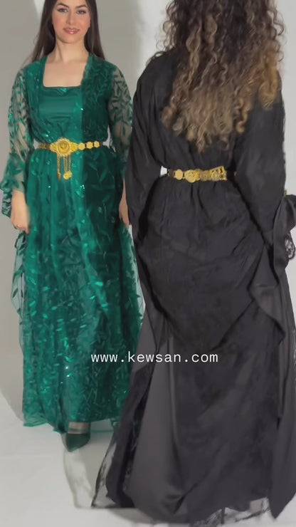 Badini-Style Kurdish Dress – Green Elegance