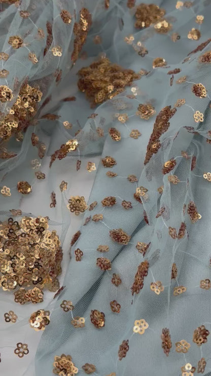 Chro Collection Badini Model – Blue Kurdish Dress with Golden Flowers (2-Piece Set)