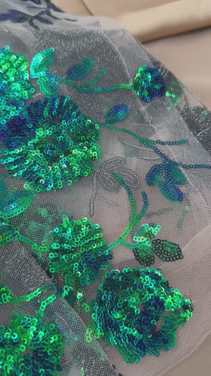 Dildar Grün/Blau Kurdisches Komplettkleid