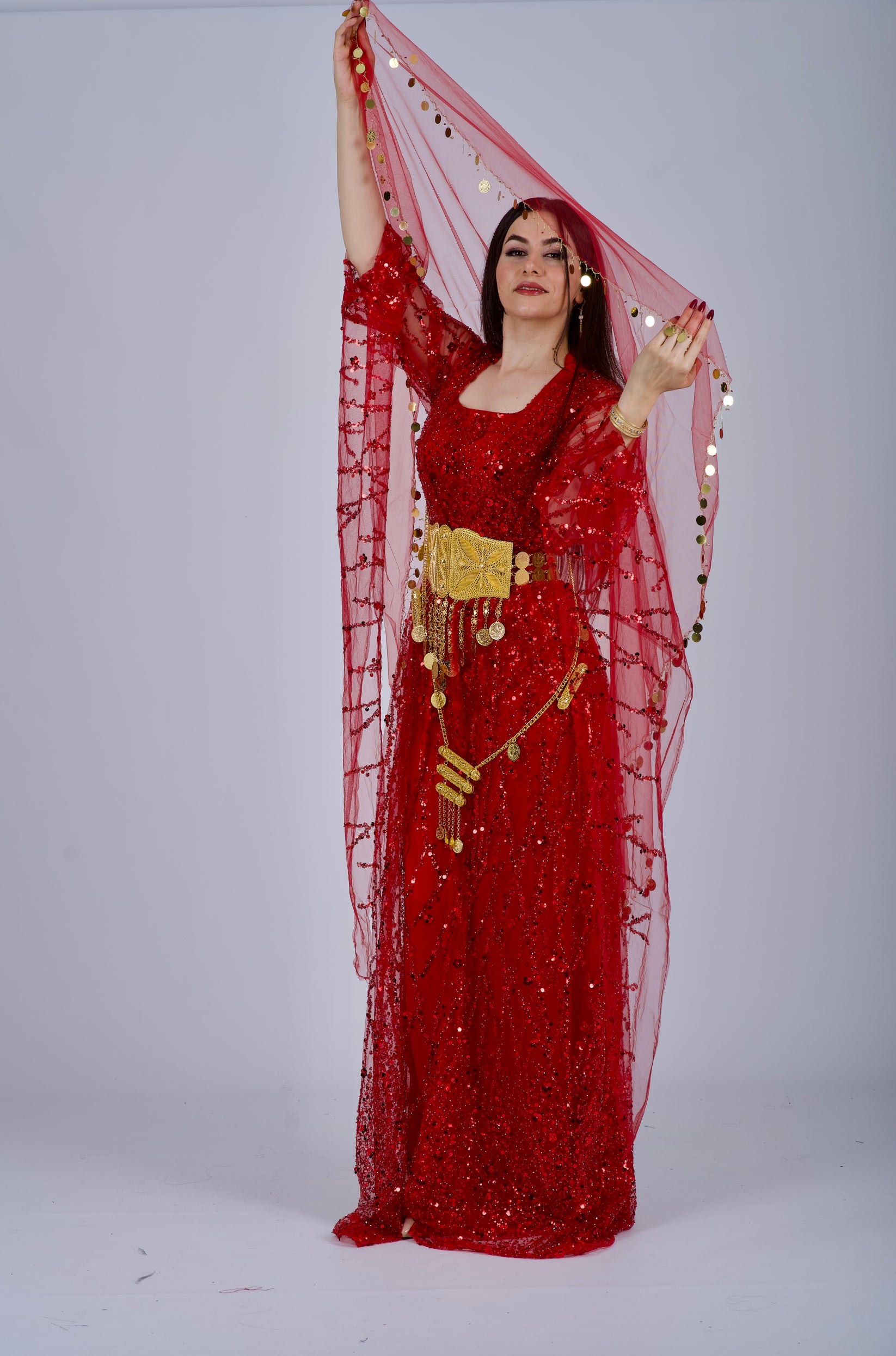 Elegant Red Kurdish Dress – Perfect for Henna Nights & Weddings