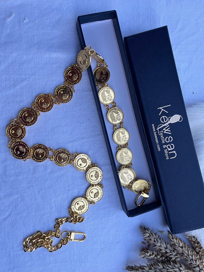 Shamaran Chain Belt with Kurdistan logo showcasing heritage symbols