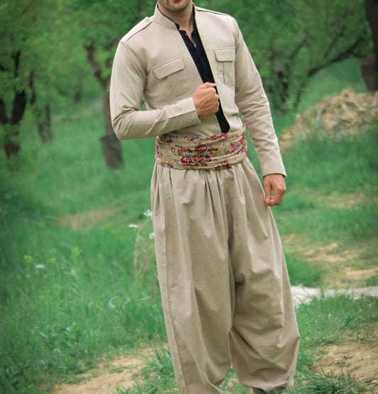 Kurdish Clothes for man Beige Cream