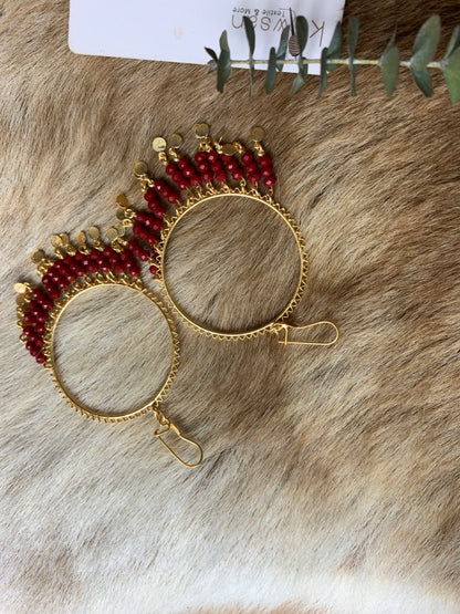 Ethnic gold plated earing (Red)